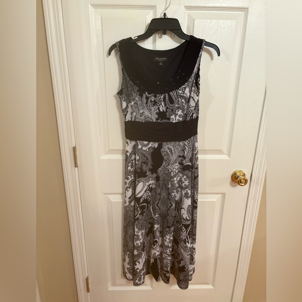 Perceptions Black and White Paisley Maxi Dress